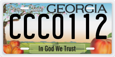 GA license plate CCC0112