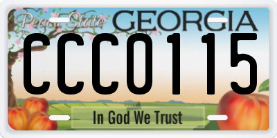 GA license plate CCC0115