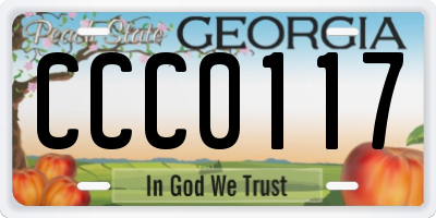 GA license plate CCC0117