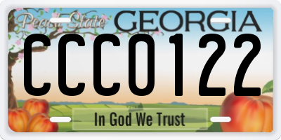 GA license plate CCC0122
