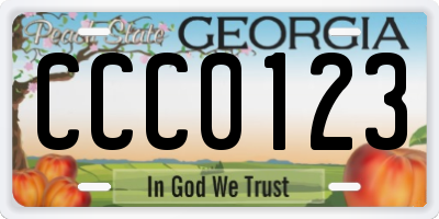 GA license plate CCC0123
