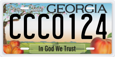 GA license plate CCC0124