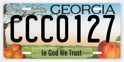 GA license plate CCC0127