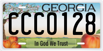 GA license plate CCC0128