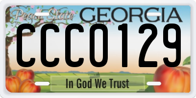 GA license plate CCC0129