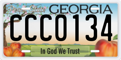 GA license plate CCC0134