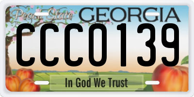 GA license plate CCC0139