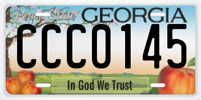 GA license plate CCC0145