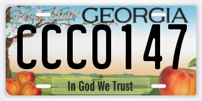 GA license plate CCC0147