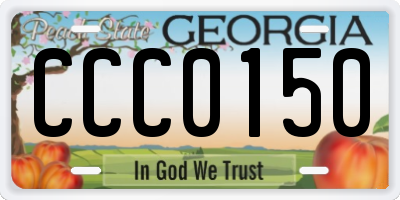 GA license plate CCC0150