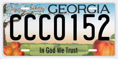 GA license plate CCC0152