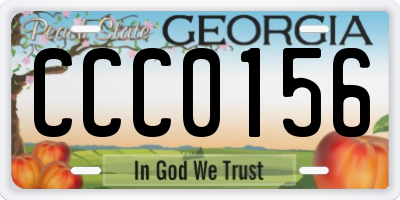GA license plate CCC0156