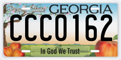 GA license plate CCC0162