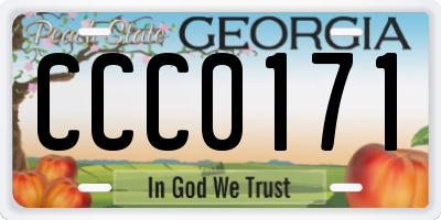 GA license plate CCC0171