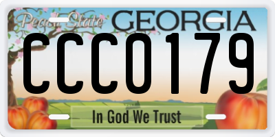 GA license plate CCC0179