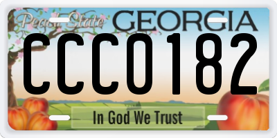 GA license plate CCC0182