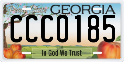 GA license plate CCC0185