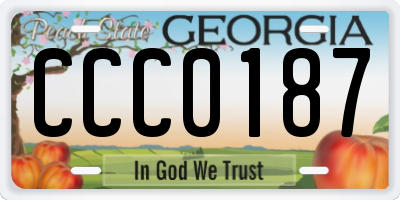 GA license plate CCC0187