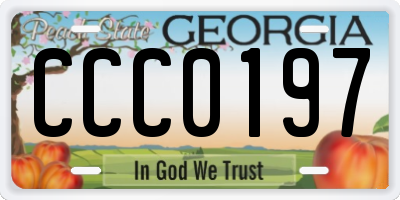 GA license plate CCC0197