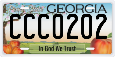 GA license plate CCC0202