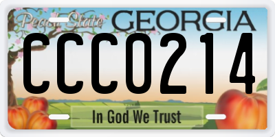 GA license plate CCC0214