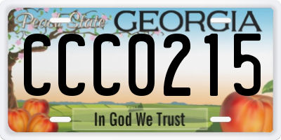 GA license plate CCC0215