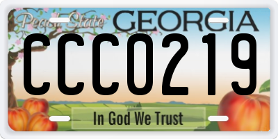 GA license plate CCC0219