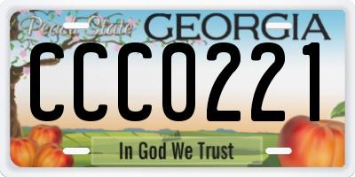 GA license plate CCC0221