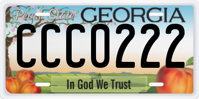 GA license plate CCC0222