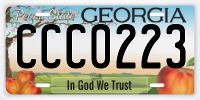 GA license plate CCC0223