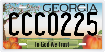 GA license plate CCC0225