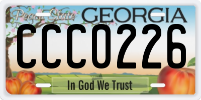 GA license plate CCC0226