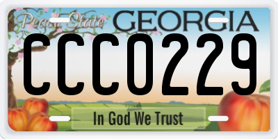 GA license plate CCC0229