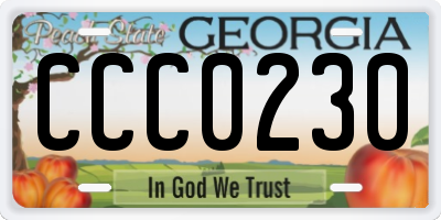 GA license plate CCC0230