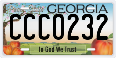 GA license plate CCC0232