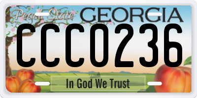 GA license plate CCC0236