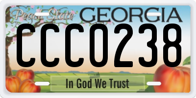 GA license plate CCC0238