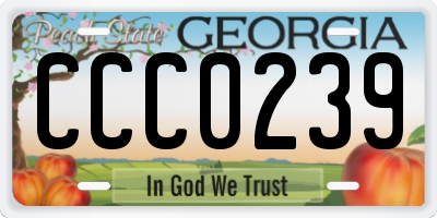 GA license plate CCC0239