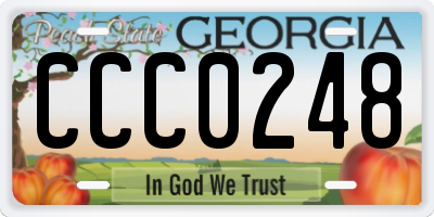 GA license plate CCC0248
