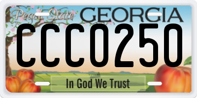 GA license plate CCC0250
