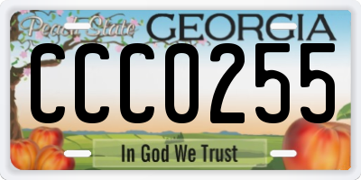 GA license plate CCC0255