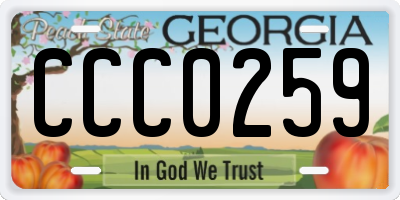 GA license plate CCC0259