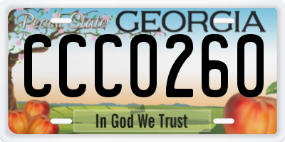 GA license plate CCC0260