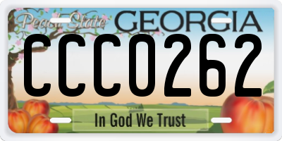 GA license plate CCC0262