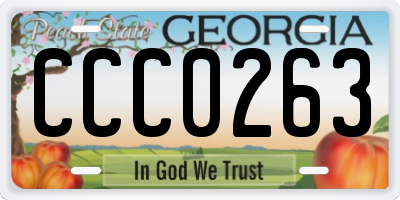GA license plate CCC0263