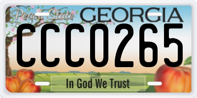 GA license plate CCC0265