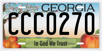 GA license plate CCC0270
