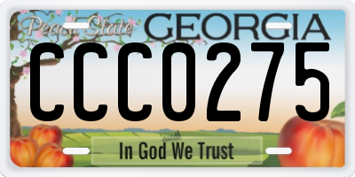 GA license plate CCC0275