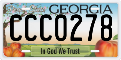 GA license plate CCC0278