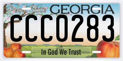GA license plate CCC0283